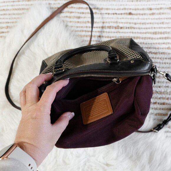 Coach F57242 Legacy Mini Bennett Checkered Satchel Bag Leather Gold Hardware - Picture 11 of 15